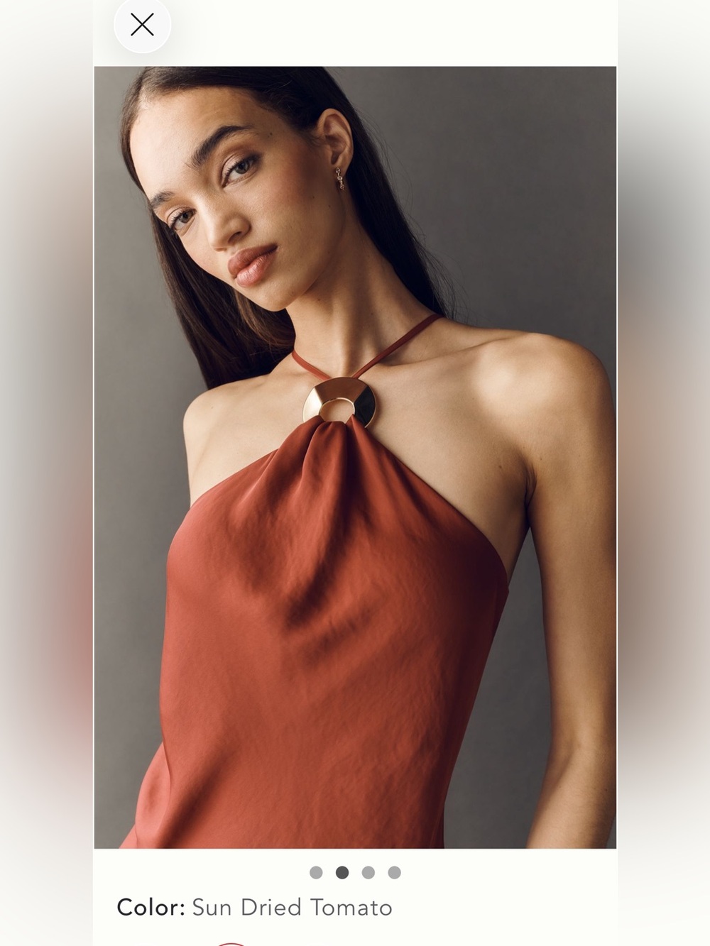 Anthropologie Veda Strapless Halter Dress in Sun-Dried Tomato Size MED
